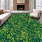 Emerald Green Fern Line Art Rug