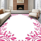Vibrant Pink Floral Vine Border Rug