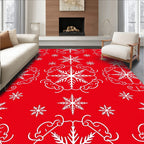 White Snowflake Medallion Red Holiday Rug