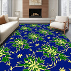 Green Yellow Floral Starburst Swirl Rug