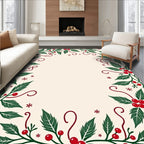 Festive Green Holly Berry Garland Rug