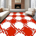 Fiery Red White Hexagon Overlay Rug