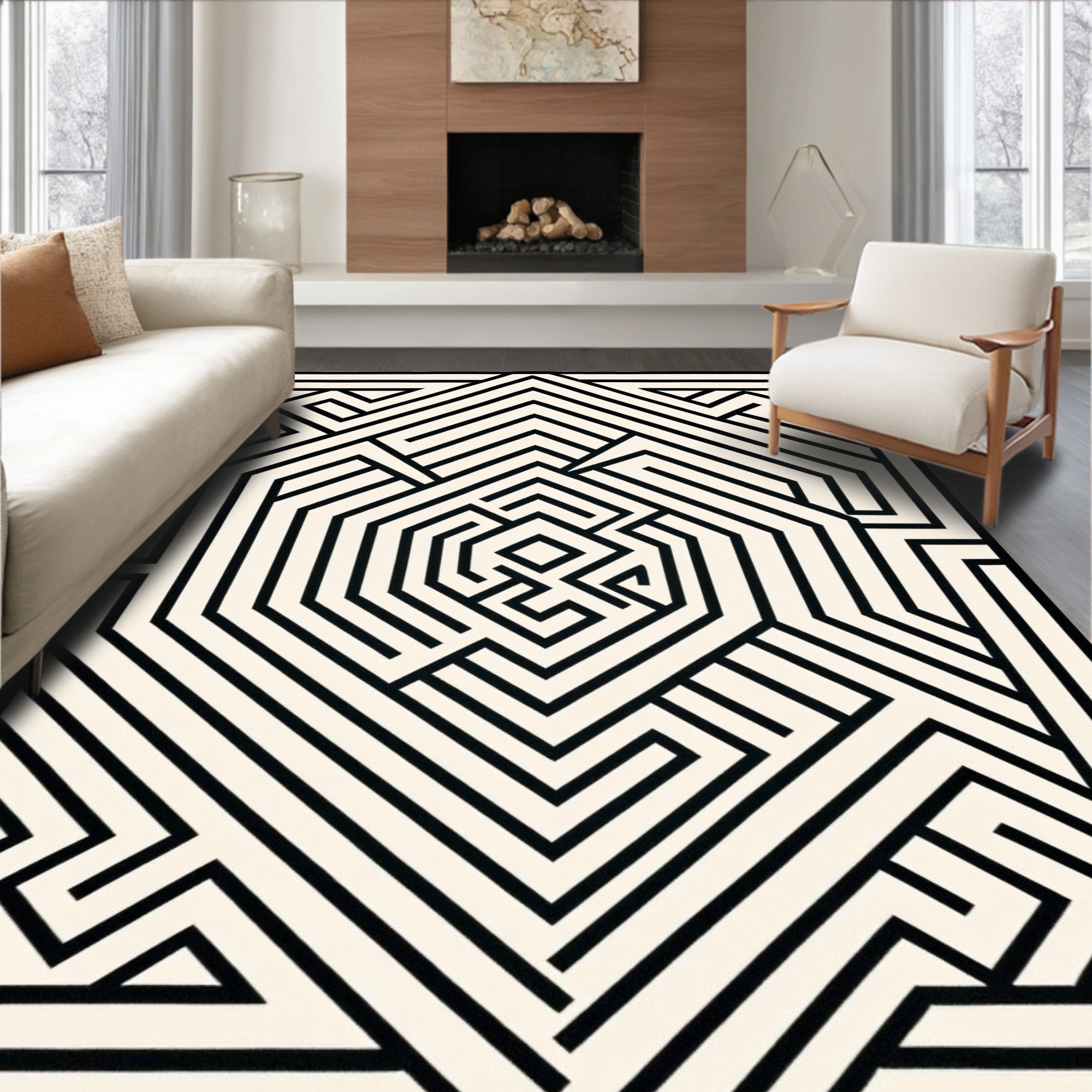 Mono Stripe Octagon Path Rug
