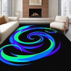 Vivid Blue Green Swirl Abstraction Rug