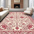 Crimson Scrollwork Floral Medallion Rug