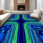 Electric Circuit Board Blue Green Rug