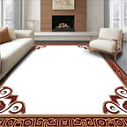 Ornate Red and Gold Scrollwork Border Rug