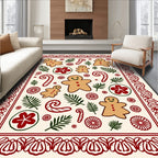 Festive Gingerbread Candy Cane Foliage Border Rug
