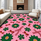 Pink Festive Green Star Bow Rug