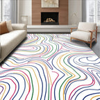 Vivid Wavy Contour Line Art Rug
