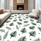 Deep Green Pine Sprigs Scattered Rug