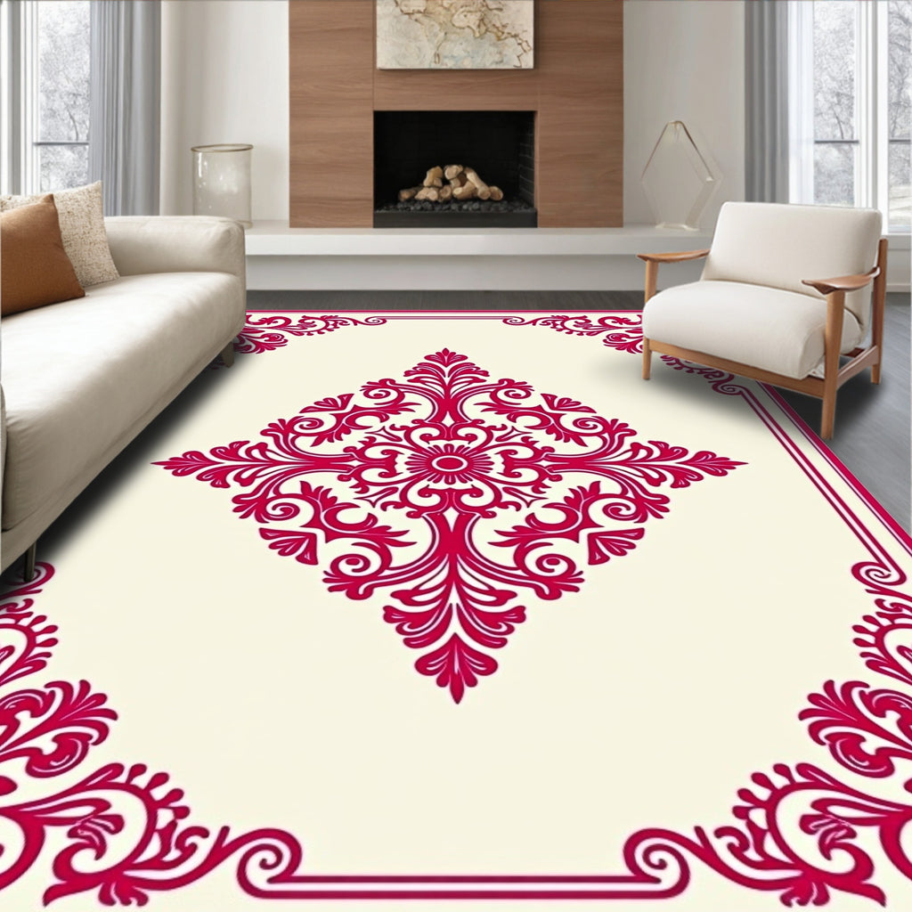 Crimson Baroque Inlay Medallion Rug
