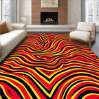 Vibrant Red Yellow Wave Flow Rug