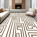 Geometric Maze Brown White Harmony Rug