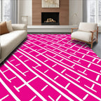 Hot Pink White Linear Intersecting Rug