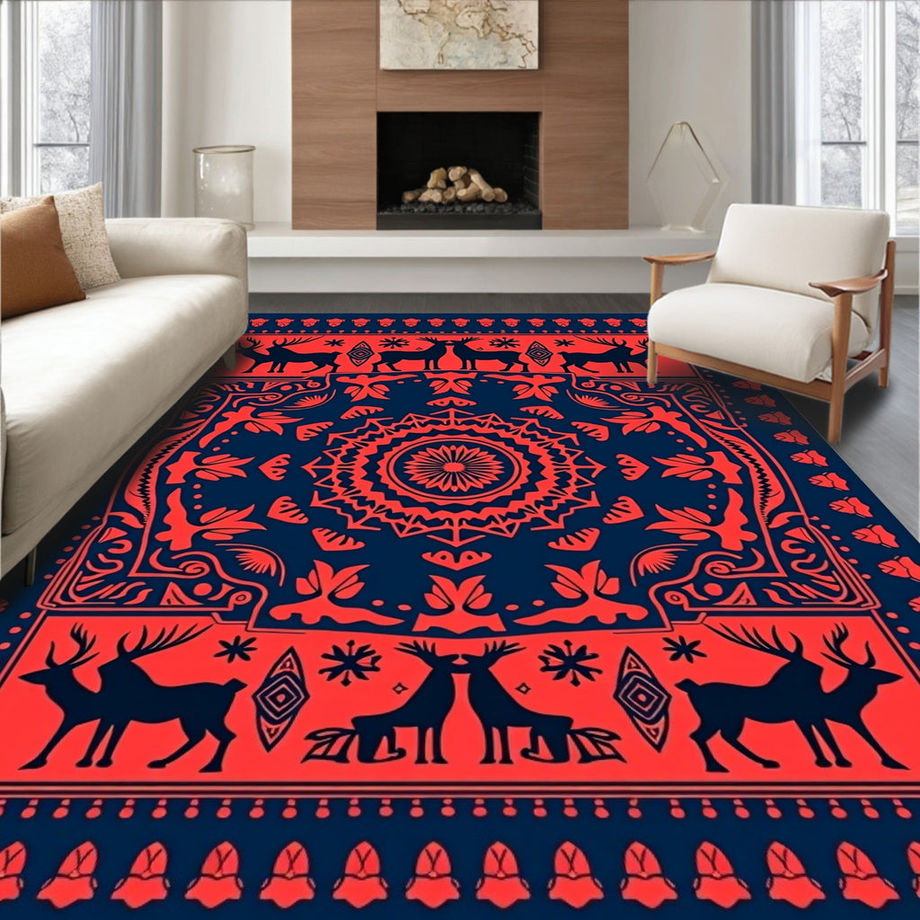Navajo Red Deer Mandala Rug