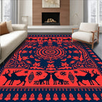 Navajo Red Deer Mandala Rug