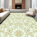 Antique Golden Floral Scrollwork Swirls Rug
