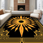 Golden Sunburst Art Deco Frame Rug