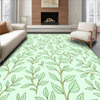 Soft Green Leafy Branch Arrangement Rug
