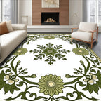 Green Floral Vine Border Rug