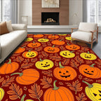 Autumn Jack O Lantern Pumpkin Foliage Rug