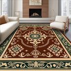 Brown and Cream Ornamental Medallion Rug