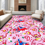 Whimsical Pink Abstract Mountain Landscape Rug