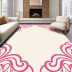 Vibrant Pink Floral Scroll Border Rug