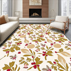 Botanical Berry Leaf Blossom Elements Rug