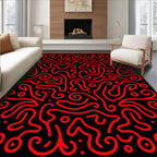Fiery Red Abstract Swirls Rug