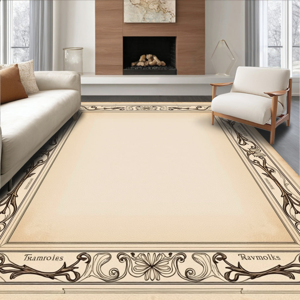 Art Nouveau Floral Vine Border Rug
