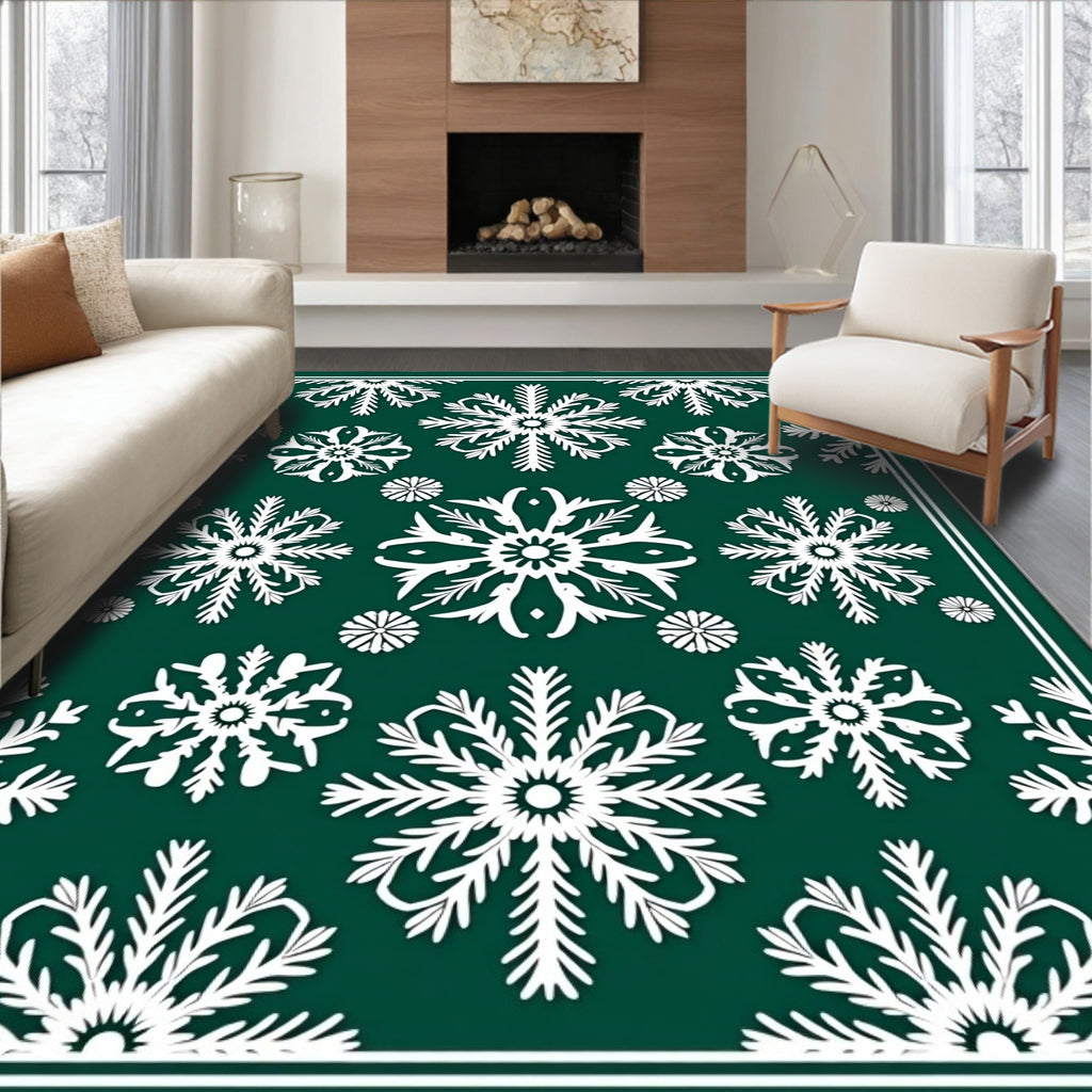 Forest Green Snowflake Medallion Rug