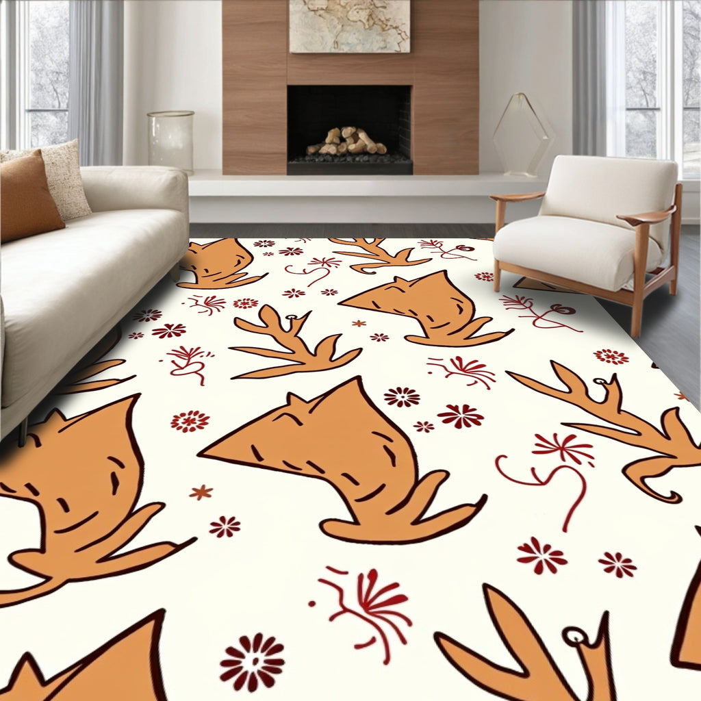 Terracotta Coral Branch Botanical Whimsy Rug