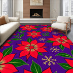 Red Floral Snowflake Purple Background Rug