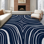 Deep Blue Swirl Organic Lines Rug