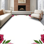 Crimson Pink Rose Floral Corner Accent Rug