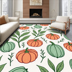 Autumn Pumpkin Leaves Swirl Rug