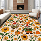 Autumn Gnomes and Sunflowers Field Rug