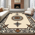 Rich Brown Ornate Medallion Frame Rug