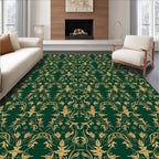 Emerald Gold Floral Damask Rug
