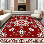 Classic Red Intricate Floral Medallion Rug