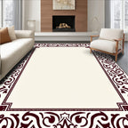 Deep Burgundy Ornate Scroll Border Rug