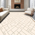 Beige Textured Geometric Labyrinth Rug
