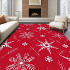 Crimson White Snowflake Winter Branch Rug