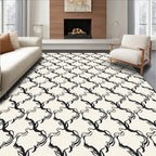 Monochromatic Ink Vine Lattice Rug