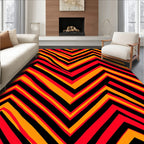 Vibrant Red Orange Zigzag Stripe Rug