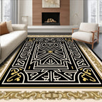 Gilded Black Geometric Maze Rug