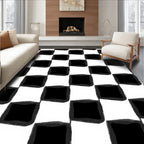 Classic Monochrome Checkerboard Squares Rug