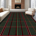 Modern Red Black Vertical Stripe Rug